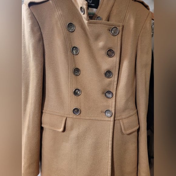 Tart Collection Tan Military Long Winter Coat Size M 100% Wool - Picture 2 of 15